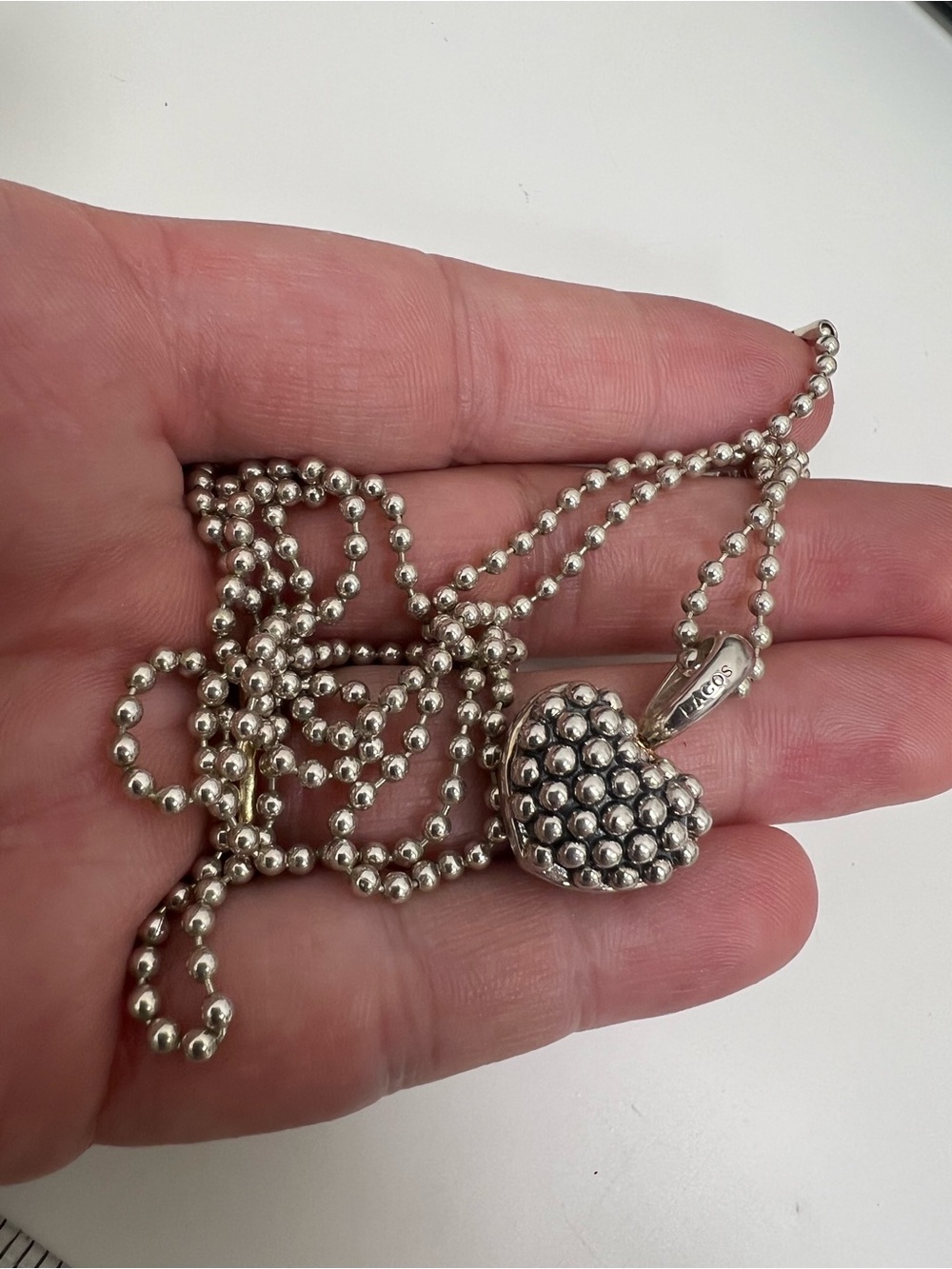 LAGOS Sterling Silver Caviar Beaded Heart Pendant Necklace - Picture 5 of 16